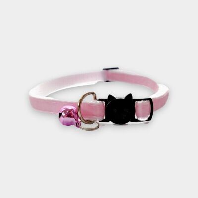 Velours Rose Bébé - Collier Chat