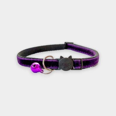 Velours Violet Foncé - Collier Chat