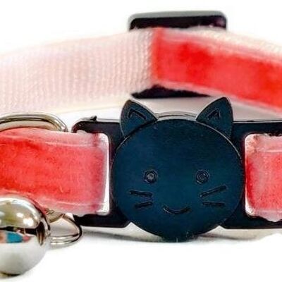 Velours Rouge Saumon - Collier Chat