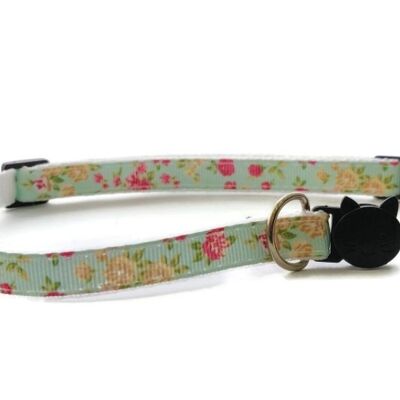 Floral Vert Menthe - Collier Chat