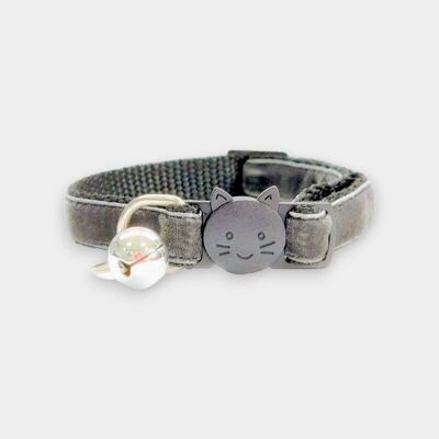 Velours Gris - Collier Chat