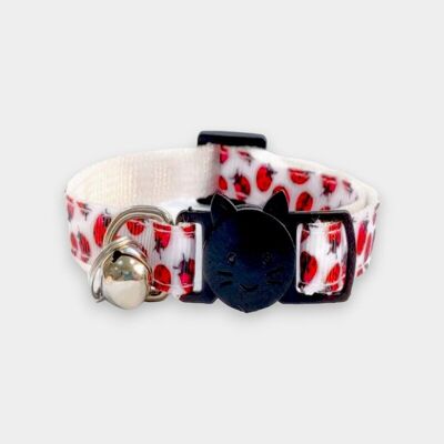 White with Ladybird Print - Cat Collar
