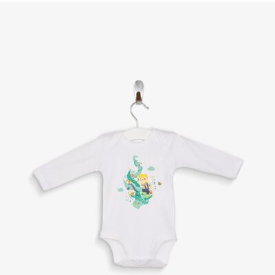 White bodysuit with Jack and the magic bean 100% organic cotton certified OEKO-TEX