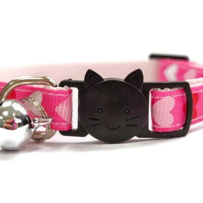 Pink with Red, White, Pink Hearts Kitten Collar