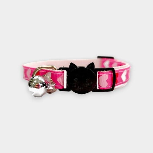 Pink with Red, White, Pink Hearts Kitten Collar
