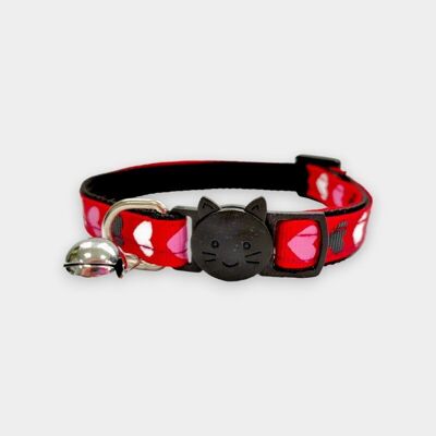 Red with Pink, White, Black Hearts Cat Collar