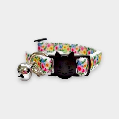 White with Yellow/Rose Floral Print Cat Collar