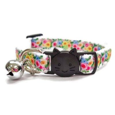 White with Yellow/Rose Floral Print Kitten Collar