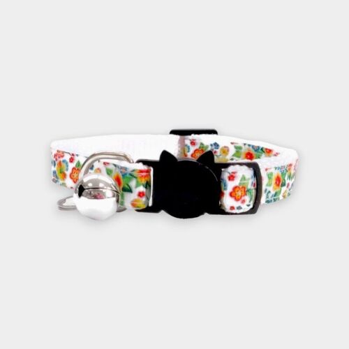 White with Yellow/Green Floral Print Cat Collar