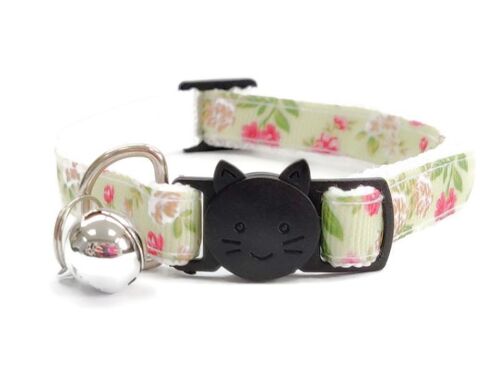 Light Mint Green with Rose Floral Print Cat Collar