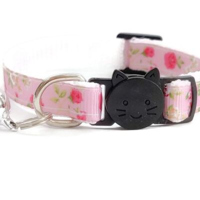 Pink with Rose Floral Print Cat Collar