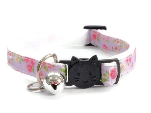 Lilac with Rose Floral Print Cat Collar