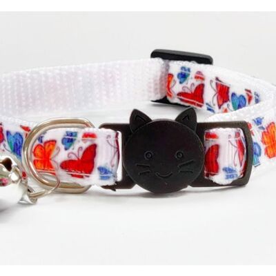 White with Butterfly Print Cat Collar
