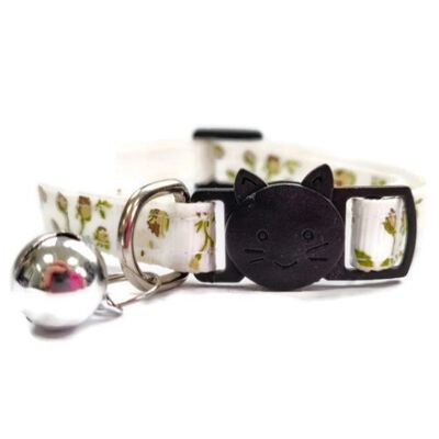 White with Gold Roses Kitten Collar
