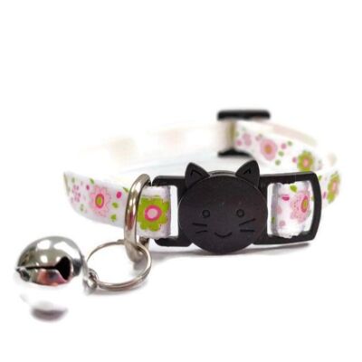 White with Pink/Green Flowers Kitten Collar