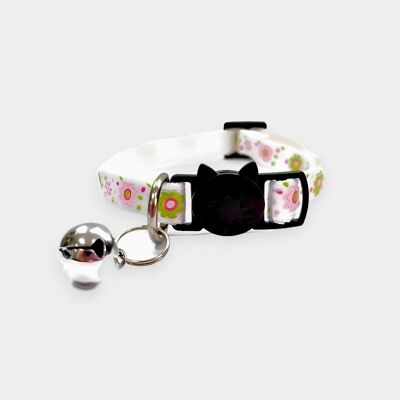 White with Pink/Green Flowers Kitten Collar