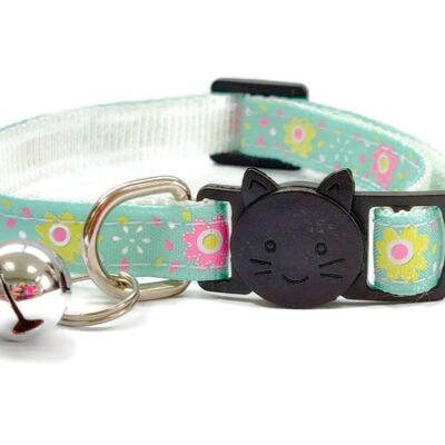 Mint Green with Rose/Yellow Flowers Cat Collar