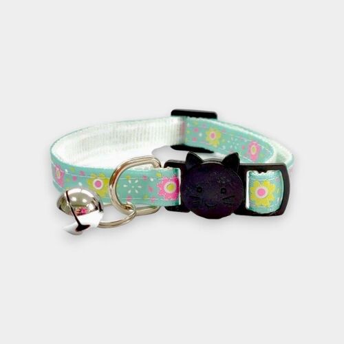Mint Green with Rose/Yellow Flowers Cat Collar