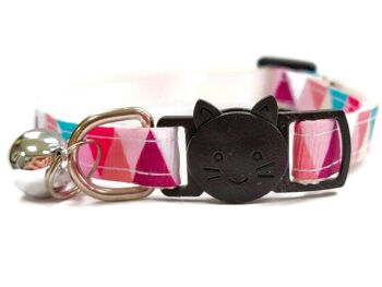 Collier de chat à carreaux multicolores 1