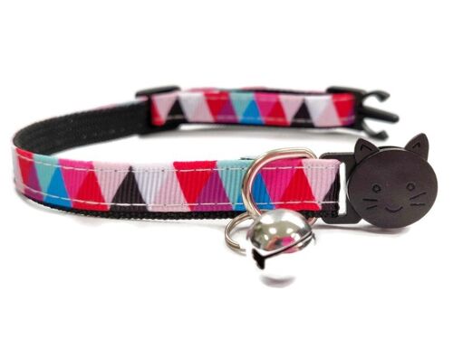 Red Multi Colour Chequered Kitten Collar