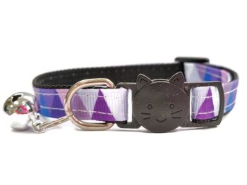 Collier pour chat à carreaux violets multicolores 1