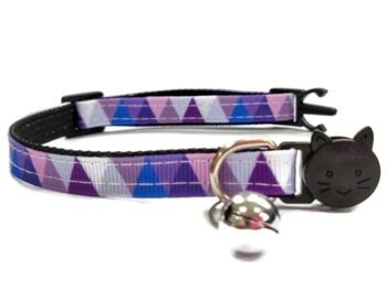 Collier pour chat à carreaux violets multicolores 2
