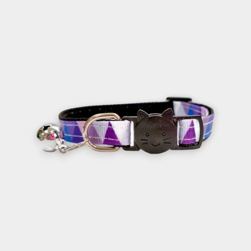 Purple Multi Colour Chequered Cat Collar