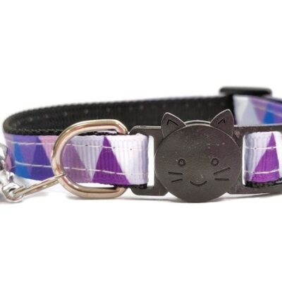 Collier chaton à carreaux multicolores violets