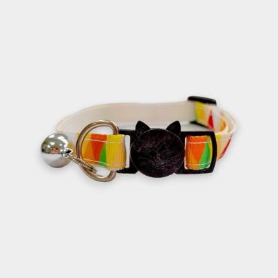 Collar de gato a cuadros multicolor naranja