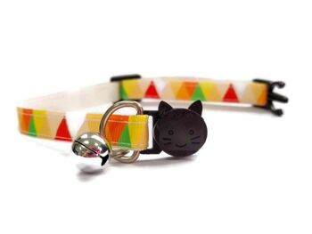 Collier chaton à carreaux multicolores orange 2