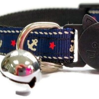 Navy Blue Anchor Cat Collar