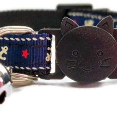 Navy Blue Anchor Kitten Collar