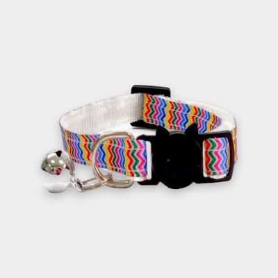 Rainbow Wavey Stripe - Collier pour chat