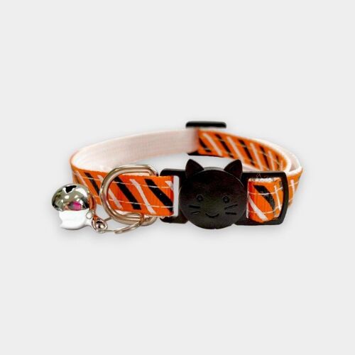 Orange with Black & White Stripe - Cat Collar