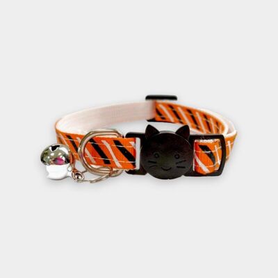 Naranja con rayas blancas y negras - Collar para gatos