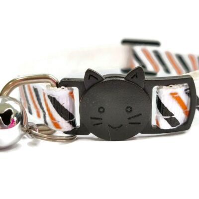 White with Black & Orange Stripe - Kitten Collar