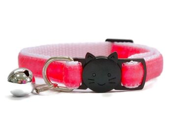 Velours Rose Fuchsia - Collier Chat 1