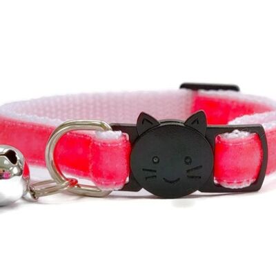 Velours Rose Fuchsia - Collier Chat