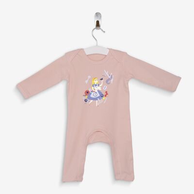 Powder pink pajamas Alice in Wonderland 100% organic cotton certified OEKO-TEX