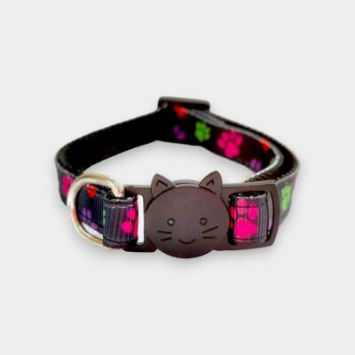 Collar de gato con estampado de pata pequeña multicolor