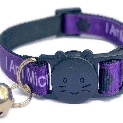 I Am Microchipped' Cat Collar - Purple x