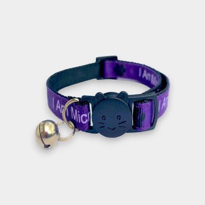 I Am Microchipped' Cat Collar - Purple x