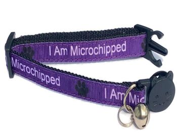 Collier pour chat I Am Microchipped - Violet 2