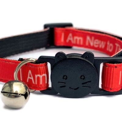 I Am New To The Area' Kitten Collar - Red