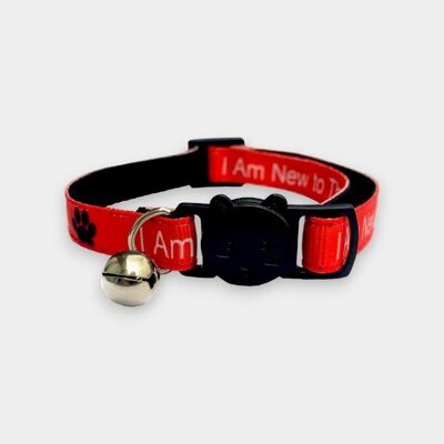 I Am New To The Area' Kitten Collar - Red