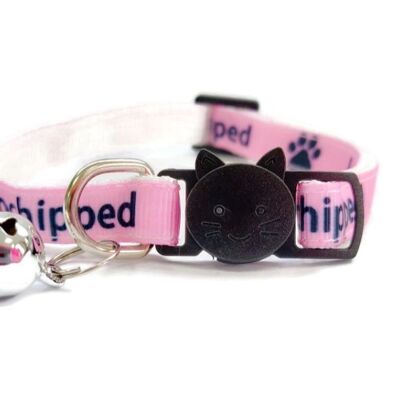 I Am Microchipped' Cat Collar - Pink