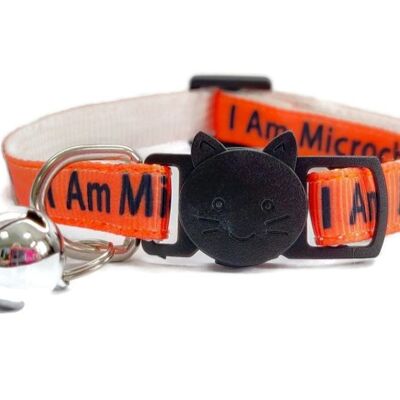 I Am Microchipped' Cat Collar - Orange