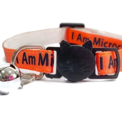 I Am Microchipped' Kitten Collar - Orange