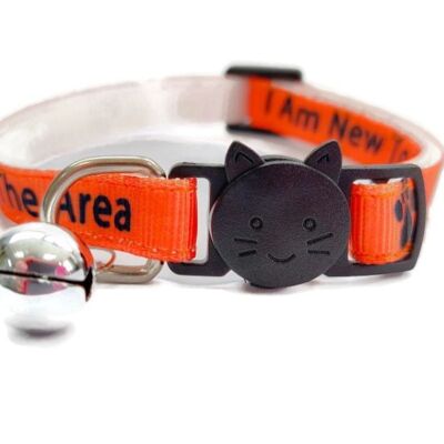 I Am New To The Area' Cat Collar - Orange