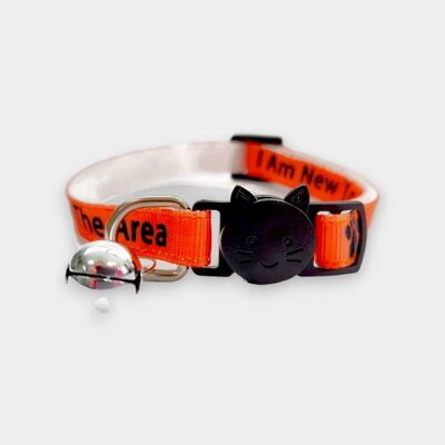 I Am New To The Area' Cat Collar - Orange